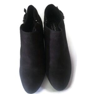 Comfort Plus Womesn Blk Leather Booties Sz 10